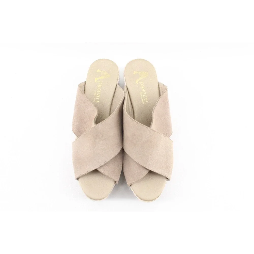 Paseart Espadrilles Women's SZ 40 EU 10 US Beige Suede‎ Platform Wedge Sandals